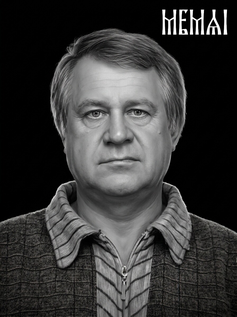 Old photo restored for laser engraving with AI — damage removed, face preserved