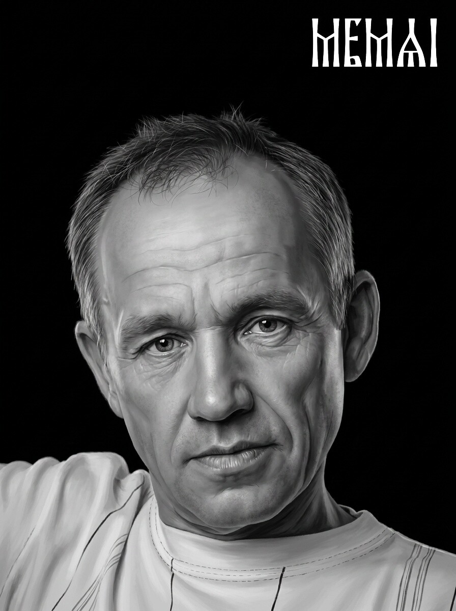Memorial portrait prepared for laser etched granite after AI processing — after